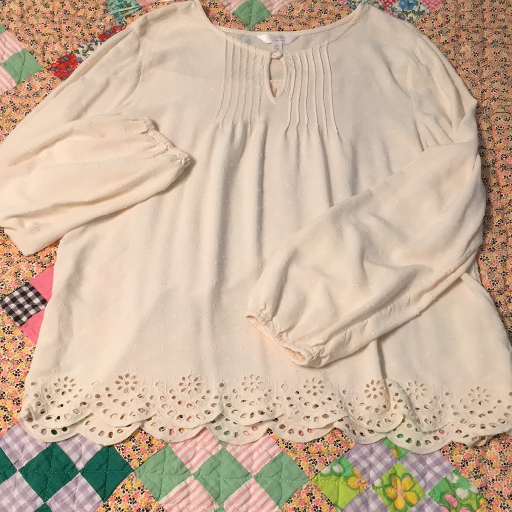 Soft Lauren Conrad top in neutral